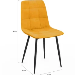 Lot de 8 chaises en velours mix color bleu x3, rose x3, jaune ocre x2