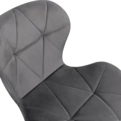 Lot de 4 chaises en velours gris clair avec pieds noirs assise matelassée