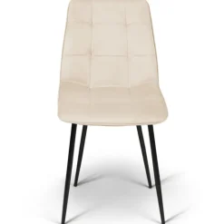 Lot de 6 chaises en velours mix color terracotta et beige avec assises matelassées