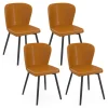 Lot de 4 chaises marron avec coutures et pied métal noir