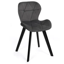 Lot de 4 chaises matelassées velours gris foncé
