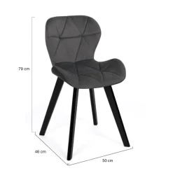 Lot de 4 chaises matelassées velours gris foncé