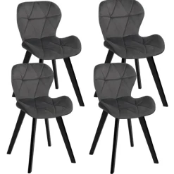 Lot de 4 chaises matelassées velours gris foncé