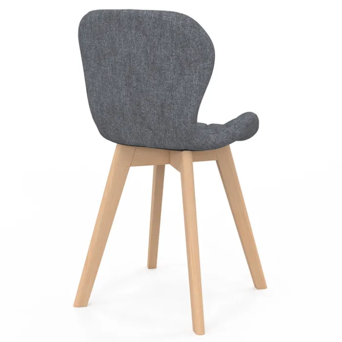 Lot de 4 chaises matelassées en tissus mix color bleu, gris, beige et noir