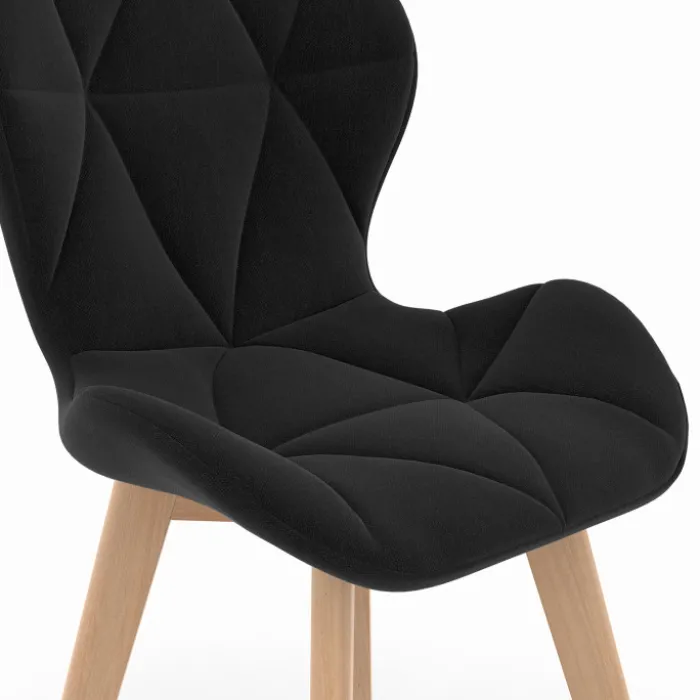 Lot de 4 chaises matelassées en tissus mix color bleu, gris, beige et noir