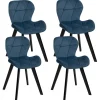 Lot de 4 chaises matelassées velours bleu