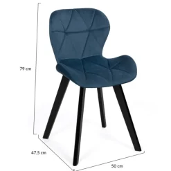 Lot de 4 chaises matelassées velours bleu