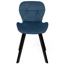 Lot de 4 chaises matelassées velours bleu