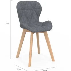 Lot de 4 chaises matelassées gris, terracotta et beige x2