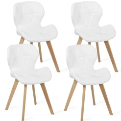 Lot de 4 chaises matelassées blanches