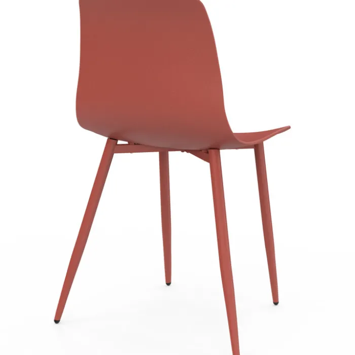 Lot de 6 chaises mix color gris foncé x2, terracotta x2, beige x2 pieds en métal