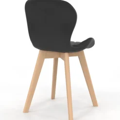 Lot de 6 chaises modernes en PU noir pieds en bois pour salle à manger design