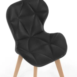 Lot de 6 chaises modernes en PU noir pieds en bois pour salle à manger design