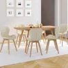 Lot de 6 chaises modernes en tissu beige pour salle à manger assises matelassées