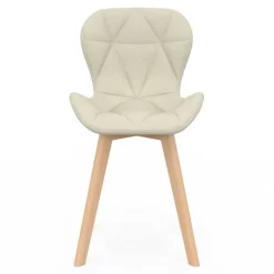 Lot de 6 chaises modernes en tissu beige pour salle à manger assises matelassées