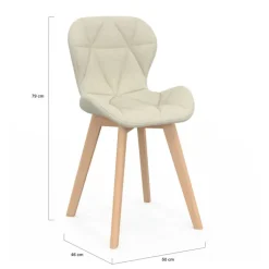 Lot de 6 chaises modernes en tissu beige pour salle à manger assises matelassées