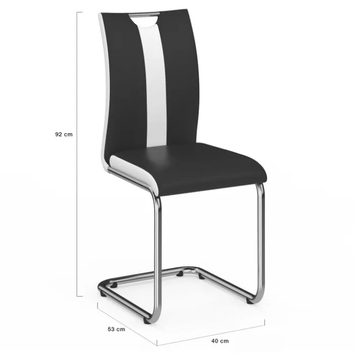 Lot de 4 chaises noires et blanches design