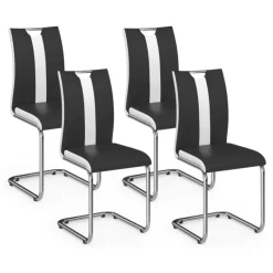 Lot de 4 chaises noires et blanches design