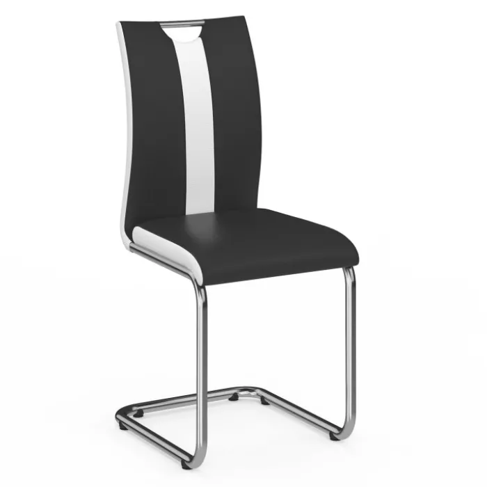 Lot de 4 chaises noires et blanches design