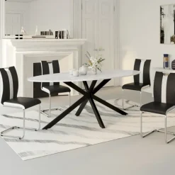 Lot de 4 chaises noires et blanches design