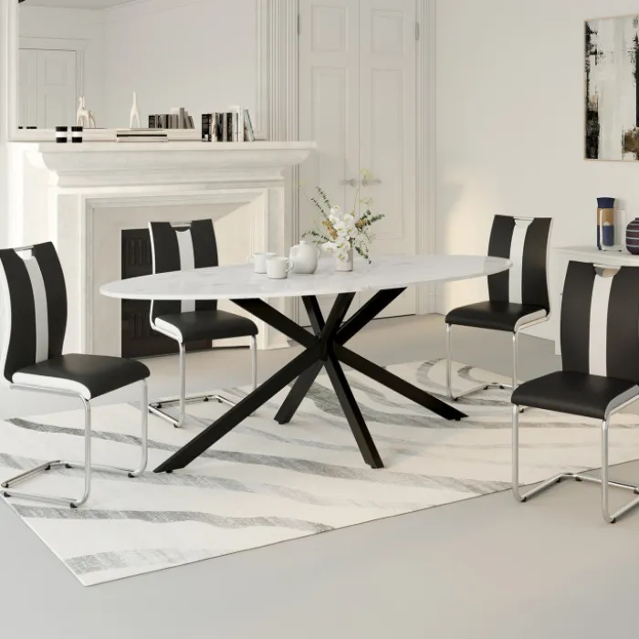 Lot de 4 chaises noires et blanches design