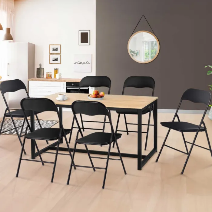Lot de 6 chaises noires pliables d’intérieur