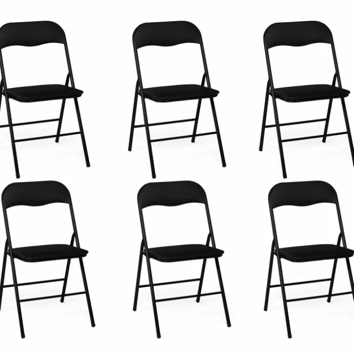 Lot de 6 chaises noires pliables d’intérieur
