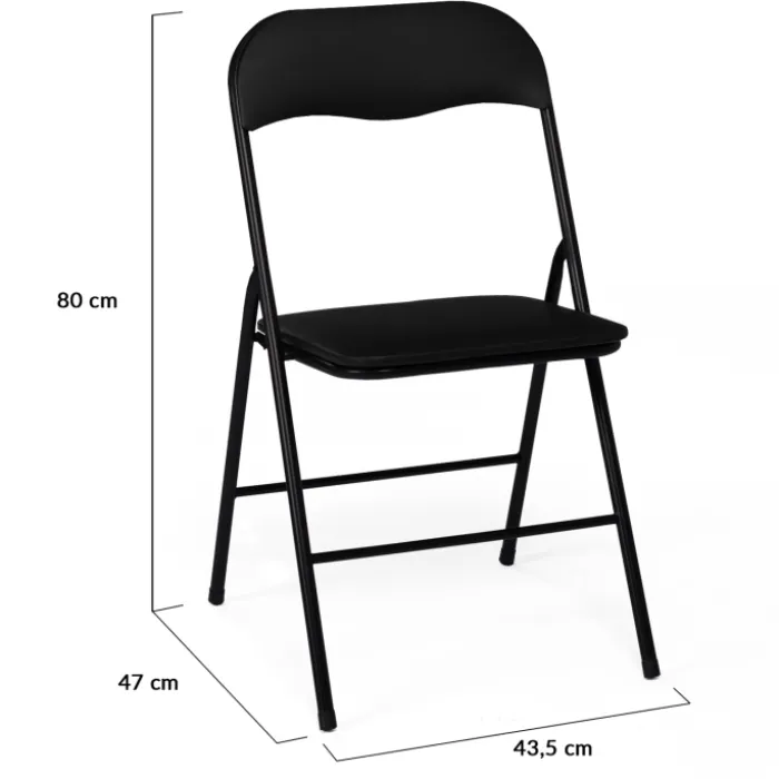 Lot de 4 chaises noires pliantes d’intérieur