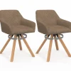 Lot de 2 chaises pivotantes de salle à manger, fauteuils de table en velours côtelé taupe