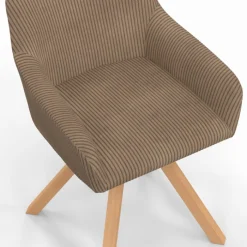 Lot de 2 chaises pivotantes de salle à manger, fauteuils de table en velours côtelé taupe