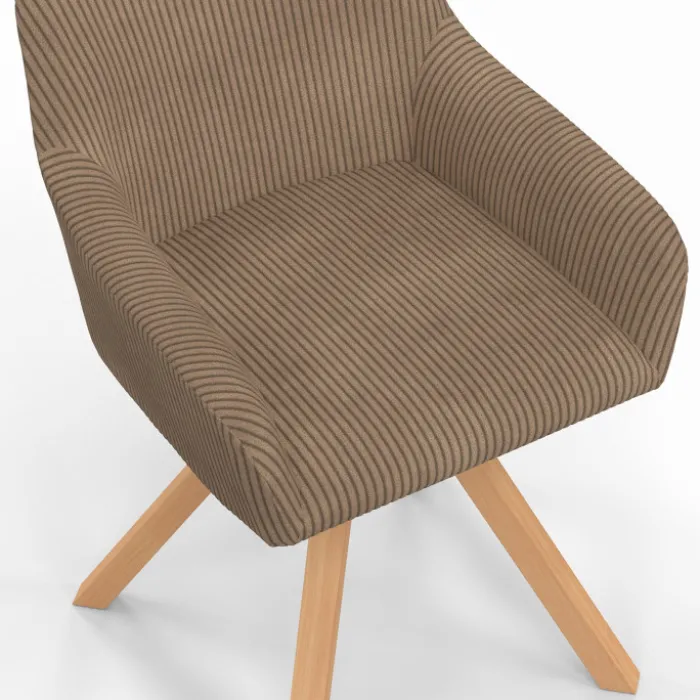 Lot de 2 chaises pivotantes de salle à manger, fauteuils de table en velours côtelé taupe