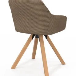 Lot de 2 chaises pivotantes de salle à manger, fauteuils de table en velours côtelé taupe