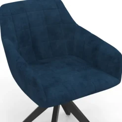 Lot de 2 chaises pivotantes de salle à manger, fauteuils de table en velours bleu