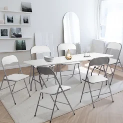 Lot de 6 chaises pliantes blanches d’intérieur