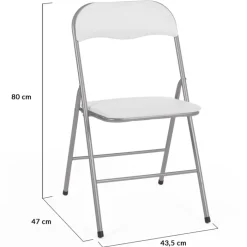 Lot de 6 chaises pliantes blanches d’intérieur