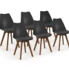 Lot de 6 chaises scandinaves noires avec coussin