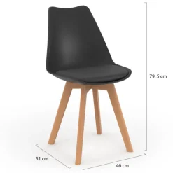 Lot de 4 chaises scandinaves noires