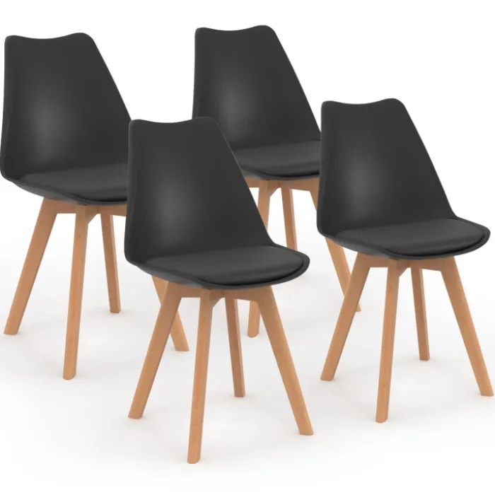 Lot de 4 chaises scandinaves noires