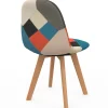 Lot de 4 chaises scandinaves patchwork multicolore