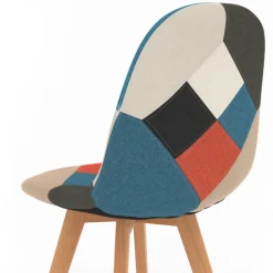 Lot de 4 chaises scandinaves patchwork multicolore
