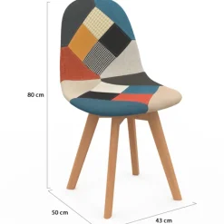 Lot de 4 chaises scandinaves patchwork multicolore