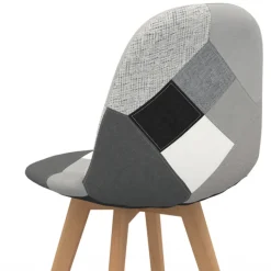 Lot de 4 chaises scandinaves patchwork noir gris blancs