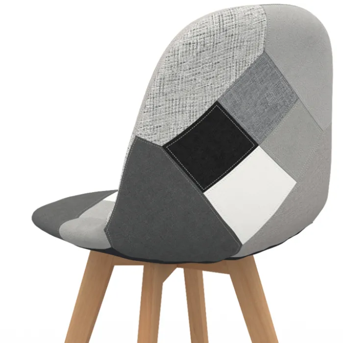 Lot de 4 chaises scandinaves patchwork noir gris blancs