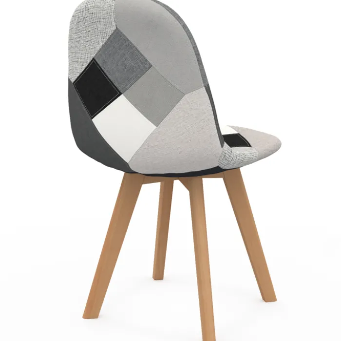 Lot de 4 chaises scandinaves patchwork noir gris blancs