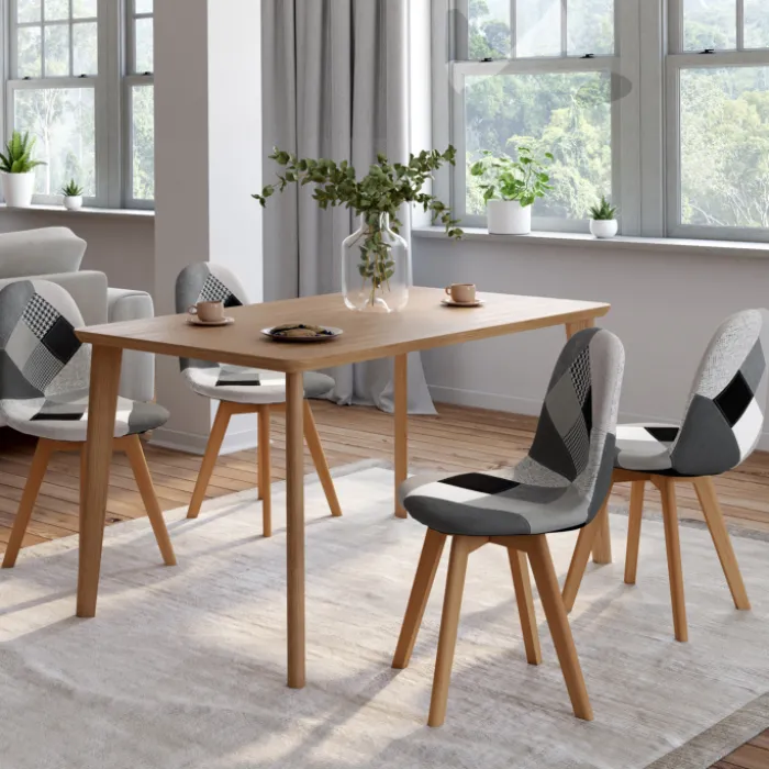 Lot de 4 chaises scandinaves patchwork noir gris blancs