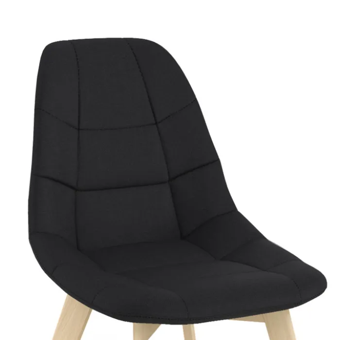 Lot de 6 chaises scandinaves en tissu noir avec assises rembourrées