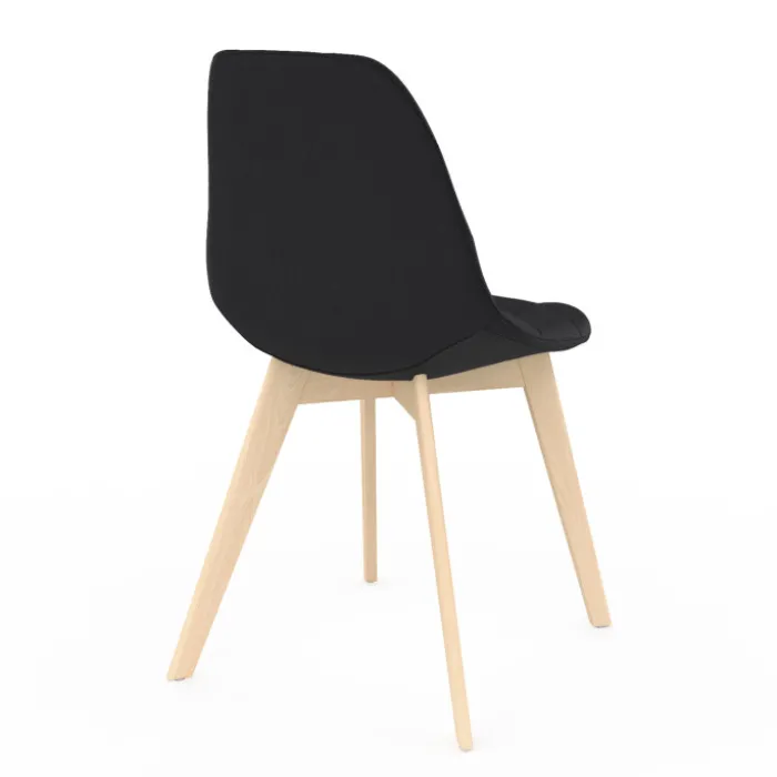 Lot de 6 chaises scandinaves en tissu noir avec assises rembourrées