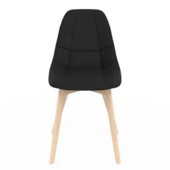 Lot de 6 chaises scandinaves en tissu noir avec assises rembourrées