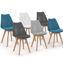 Lot de 6 chaises scandinaves 4 couleurs