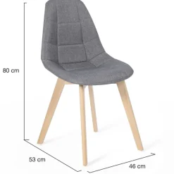 Lot de 6 chaises scandinaves en tissu mix color beige, gris clair, bleu canard et gris foncé